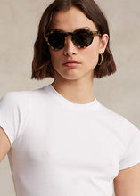 Load image into Gallery viewer, Model wearing Polo Ralph Lauren - Ribbed Cotton Tee in White..
