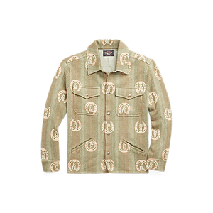 RRL - L/S Cotton Jacquard Sweater Shirt in Sage Multi.