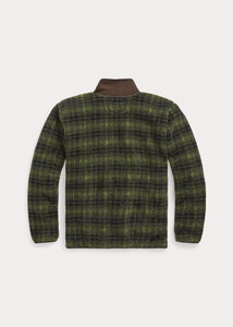 RRL - Plaid Fleece Jacket in Green Plaid - back.