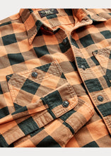 Load image into Gallery viewer, RRL - Buffalo Check Chamois Workshirt in Coral/Black.
