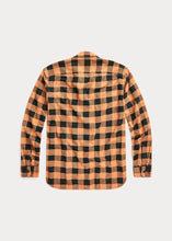 Load image into Gallery viewer, RRL - Buffalo Check Chamois Workshirt in Coral/Black - back.
