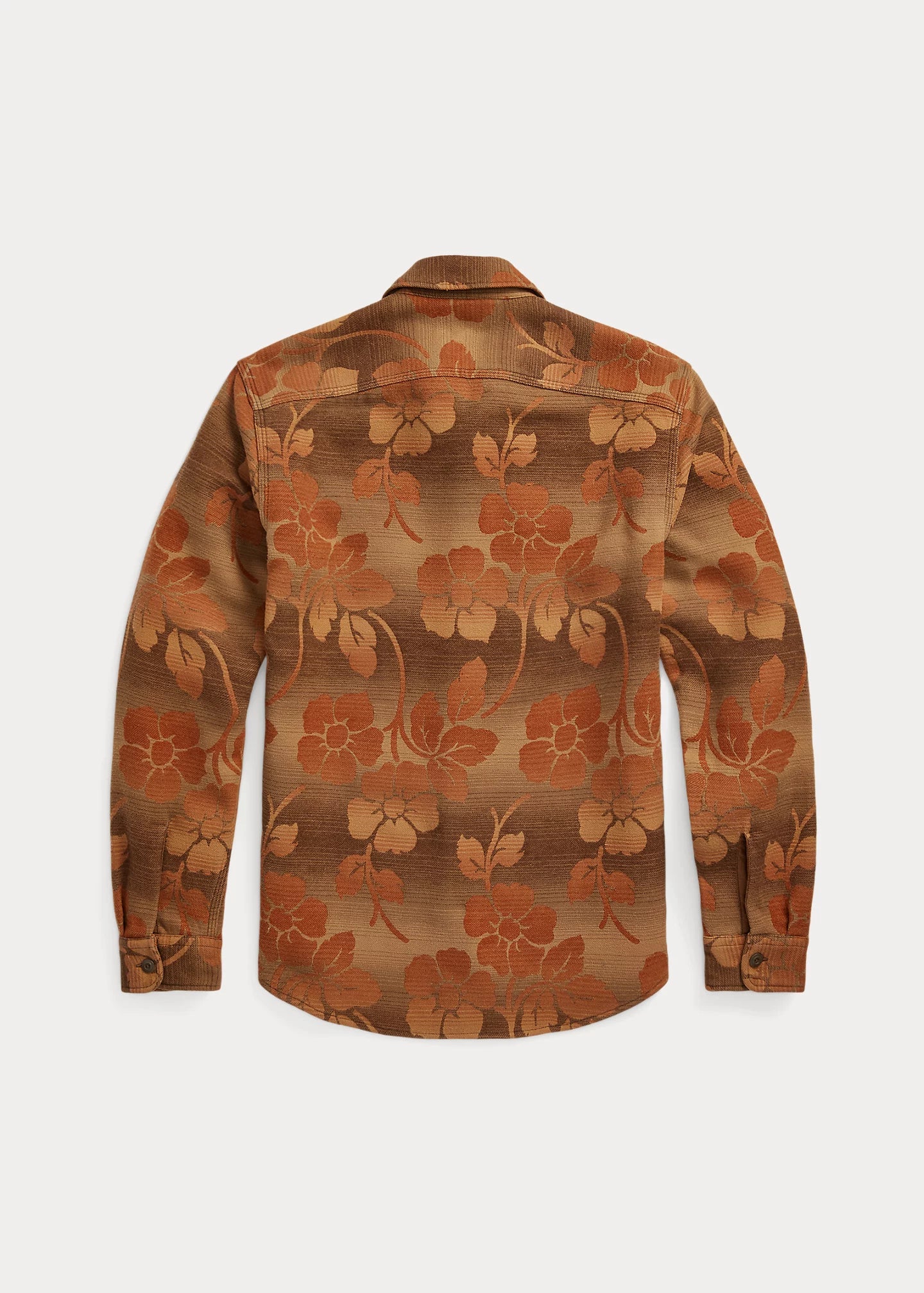 RRL - Floral Jacquard Workshirt in Brown/Orange - back.