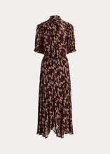 Load image into Gallery viewer, Polo Ralph Lauren - Floral Tie-Neck Georgette Dress in Fall Poppy Floral.
