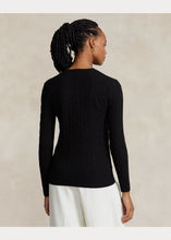 Load image into Gallery viewer, Model wearing Polo Ralph Lauren - Cable-Knit Wool Cashmere Julianna Sweater in Black - back.
