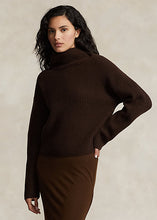 Load image into Gallery viewer, Model wearing Polo Ralph Lauren - Ribbed Wool-Cashmere Mockneck Sweater in Cedar Heather.
