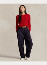 Load image into Gallery viewer, Model wearing Polo Ralph Lauren - Cable-Knit Wool Cashmere Julianna Sweater in New Red.
