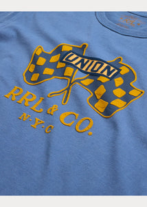RRL - Jersey Graphic T-shirt in blue.