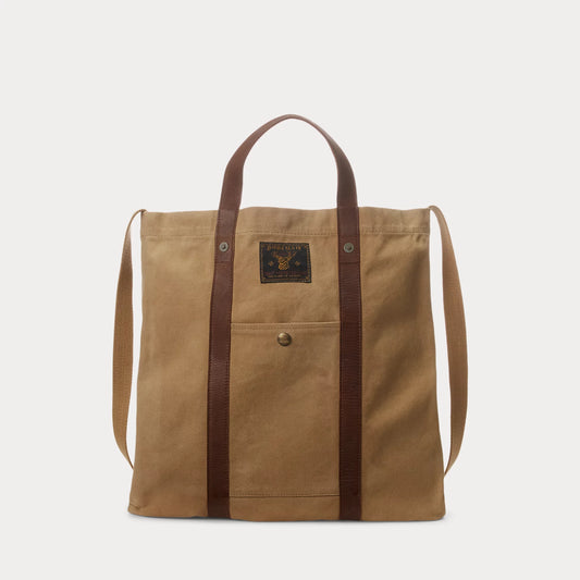 RRL - Leather-Trim Canvas Tote in Khaki/Brown.