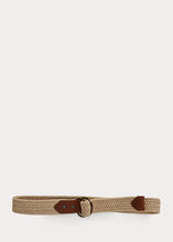 Load image into Gallery viewer, RRL - Leather Trim Rope Belt in Greige/Brown/Vtg Brass.
