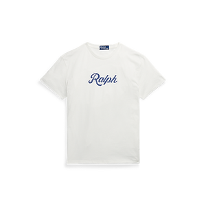 Model wearing POLO Ralph Lauren - SS Uneven Jersey Knit T-Shirt - Ralph Logo in White