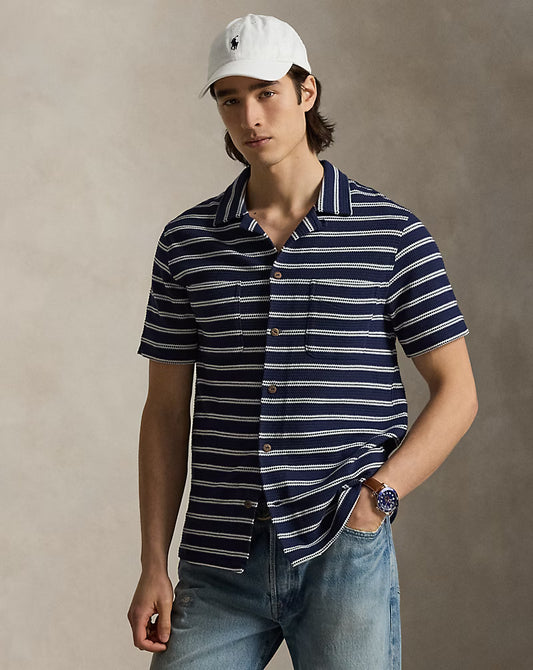 Polo Ralph Lauren - Striped Pointelle-Ribbed Camp Shirt