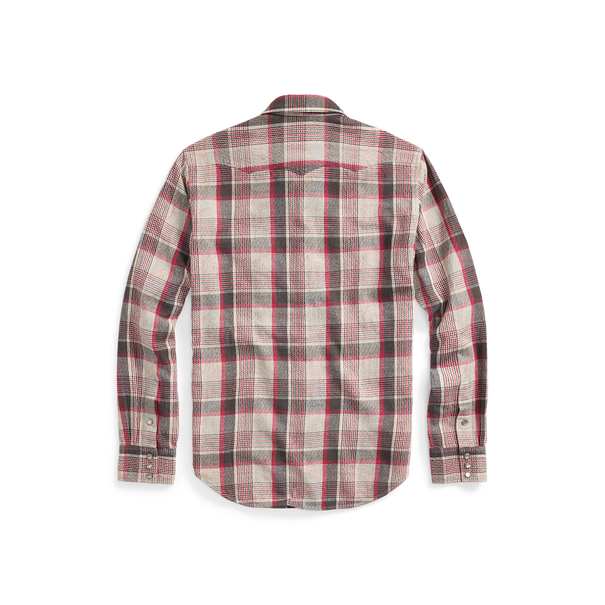 RRL - LS Buffalo Western Shirt Plaid in Red/Cream Multi - back.