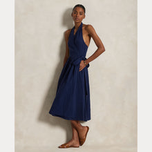 Load image into Gallery viewer, Model wearing Polo Ralph Lauren - Halter Sleeveless A-Line Dress in Newport Navy.
