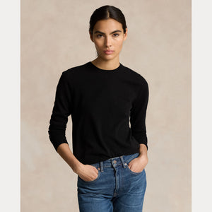 Model wearing Polo Ralph Lauren - Cashmere Crewneck Sweater in Black.