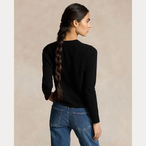 Model wearing Polo Ralph Lauren - Cashmere Crewneck Sweater in Black - back.