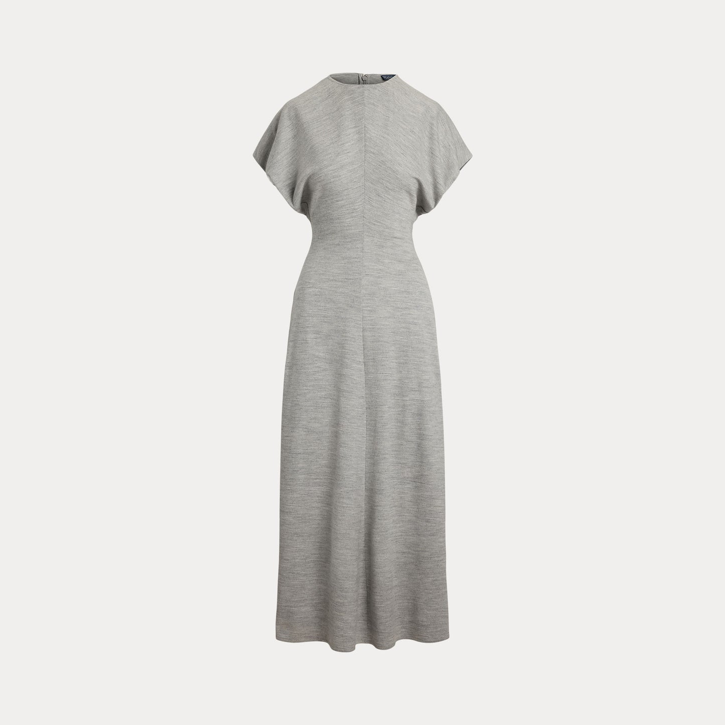 Polo Ralph Lauren - Wool Jersey Knit Crew Neck SS A Line Dress in Light Smoke Heather.