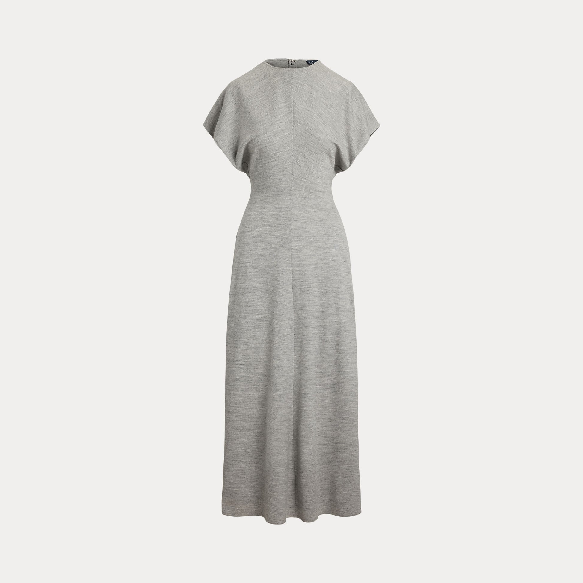 Polo Ralph Lauren - Wool Jersey Knit Crew Neck SS A Line Dress in Light Smoke Heather.