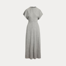 Load image into Gallery viewer, Polo Ralph Lauren - Wool Jersey Knit Crew Neck SS A Line Dress in Light Smoke Heather.
