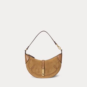 Polo Ralph Lauren - Suede/Leather Whip Stitch Shoulder Bag in Caramel/Tan.