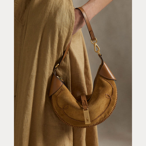 Polo Ralph Lauren - Suede/Leather Whip Stitch Shoulder Bag in Caramel/Tan.