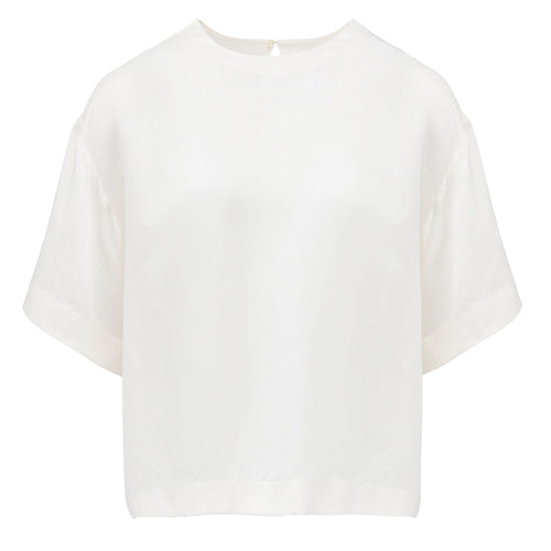 Polo Ralph Lauren - Satin SS Crew Neck Blouse in Trophy Cream.