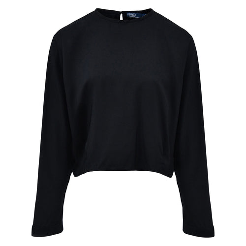 Polo Ralph Lauren - Satin LS Crew Neck Blouse in Black.