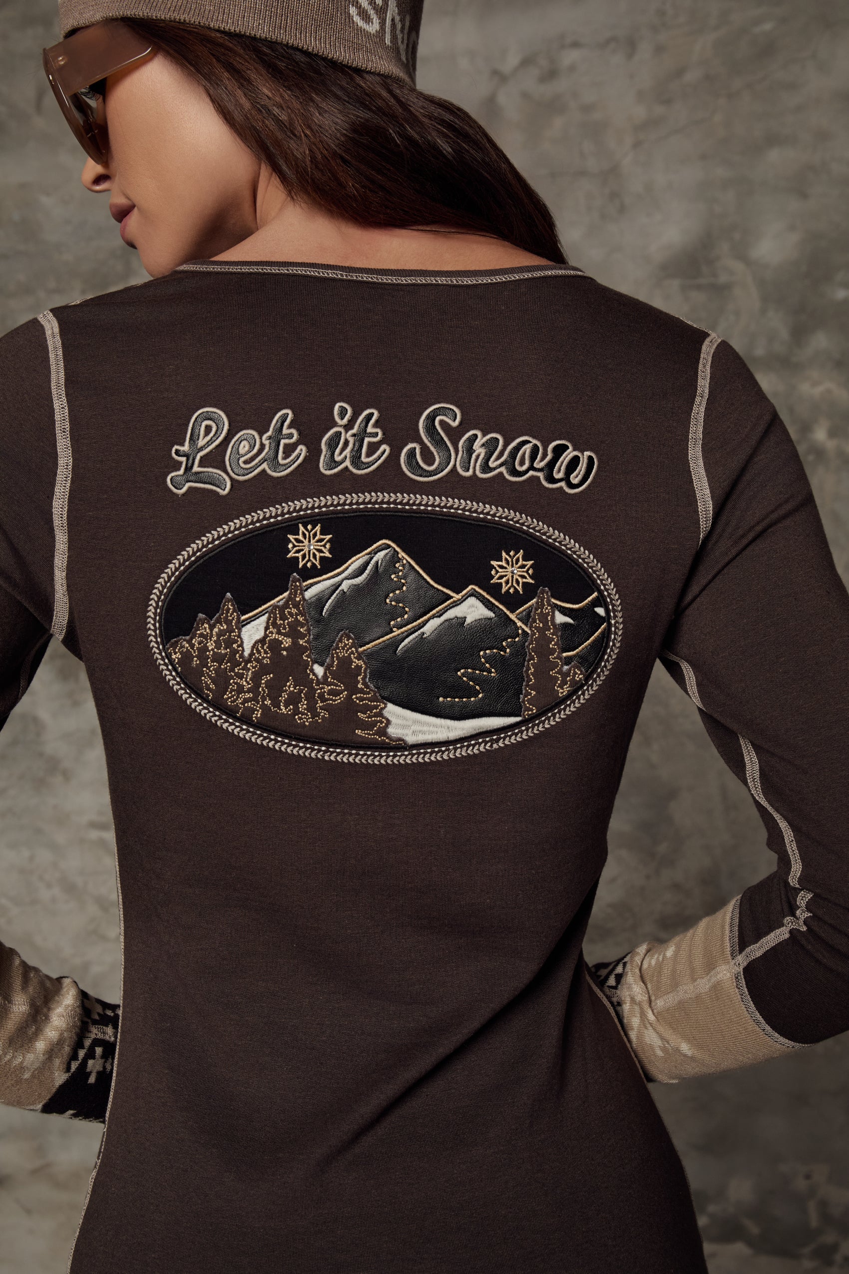 Model wearing Alp N Rock - Shayne Henley Shirt in Coffee -back.