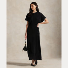 Load image into Gallery viewer, Model wearing Polo Ralph Lauren - Wool Jersey Knit Crew Neck SS A Line Dress in Black.
