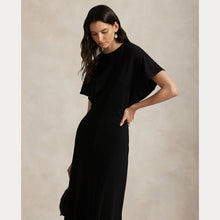 Load image into Gallery viewer, Model wearing Polo Ralph Lauren - Wool Jersey Knit Crew Neck SS A Line Dress in Black.
