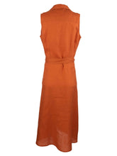 Load image into Gallery viewer, Kut from the Kloth - Bowtie-Btn Down A Line Slvless Dress in Orange - back.
