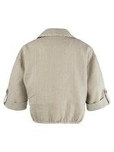 Load image into Gallery viewer, Kut from the Kloth - Rebel Knot Front Shirt w/ Cuffed Sleeves in Wheat - back.
