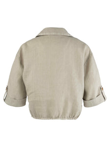 Kut from the Kloth - Rebel Knot Front Shirt w/ Cuffed Sleeves in Wheat - back.