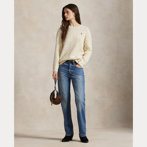 Model wearing Polo Ralph Lauren - Wool/Cashmere LS Crewneck Pullover Sweater in Authentic Cream.