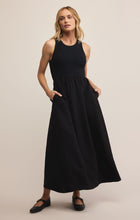 Load image into Gallery viewer, Model wearing ZSupply Charlotte Midi Dress in Black.
