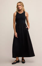 Load image into Gallery viewer, Model wearing ZSupply Charlotte Midi Dress in Black.
