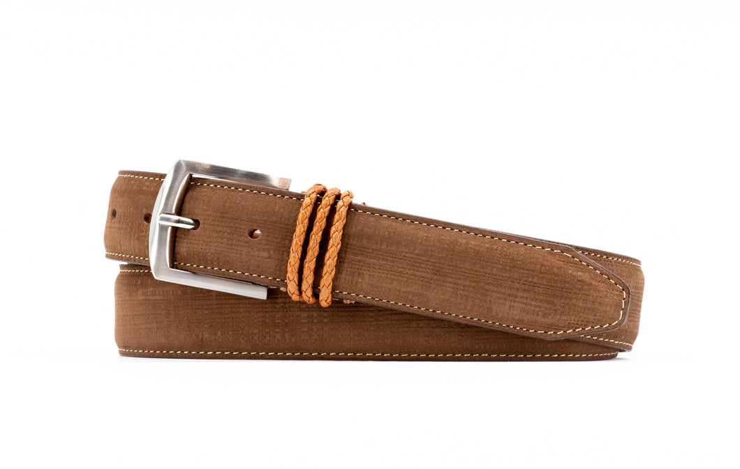 Martin Dingman - Bermuda Braid Linen Print Belt - Bark