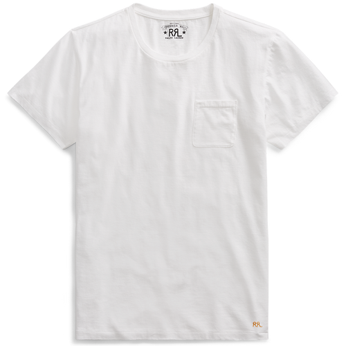 RRL cotton jersey pocket t-shirt in white.