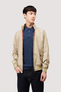 Model wearing Baracuta - G9 Harrington Jacket in Natural.