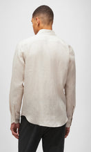 Load image into Gallery viewer, Model wearing Maurizio Baldassari - Button Down Linen Shirt in Tapioca - back.
