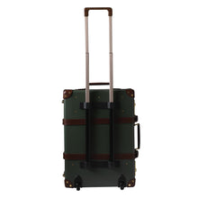 Load image into Gallery viewer, Globe-Trotter Centenary 20&quot; Trolley case back view with handles extended.
