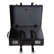 Load image into Gallery viewer, Globe-Trotter Deluxe 20&quot; Trolley case in Caviar and Brown interior.
