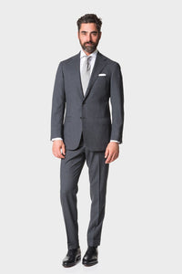 Model wearing Ring Jacket Calm Twist suit - Grey.