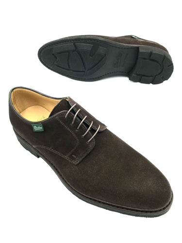 Paraboot Frenaye in dark brown suede.