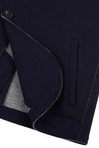 Maurizio Baldassari - Double Face Car Coat Raw Edge in Navy/Grey.