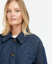 Load image into Gallery viewer, Model wearing Barbour Denim Barrhead Quilt in Dark Was/Dress Indigo.
