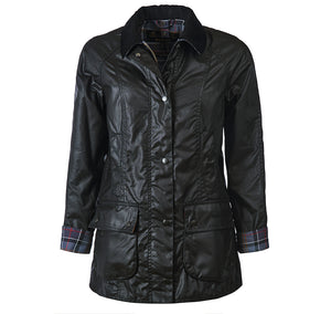 Barbour Beadnell wax jacket in black.