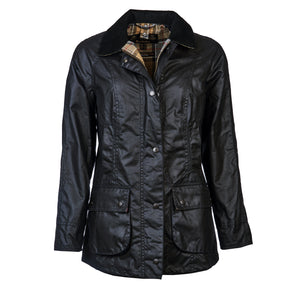Barbour Beadnell wax jacket in navy.