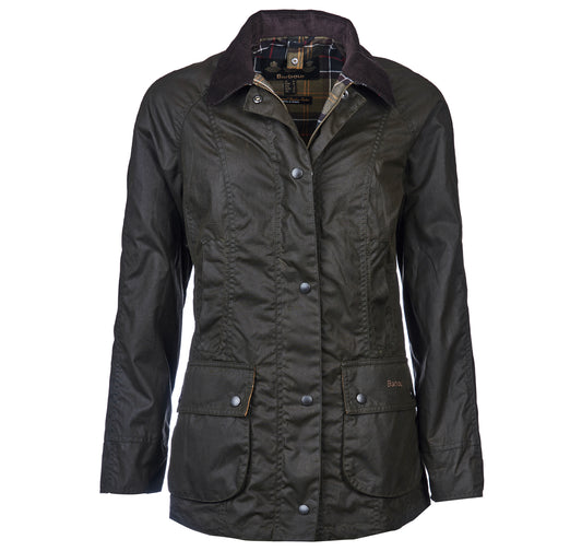 Barbour Beadnell wax jacket in olive.