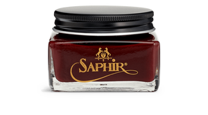 Saphir calfskin cream shoe polish in red.
