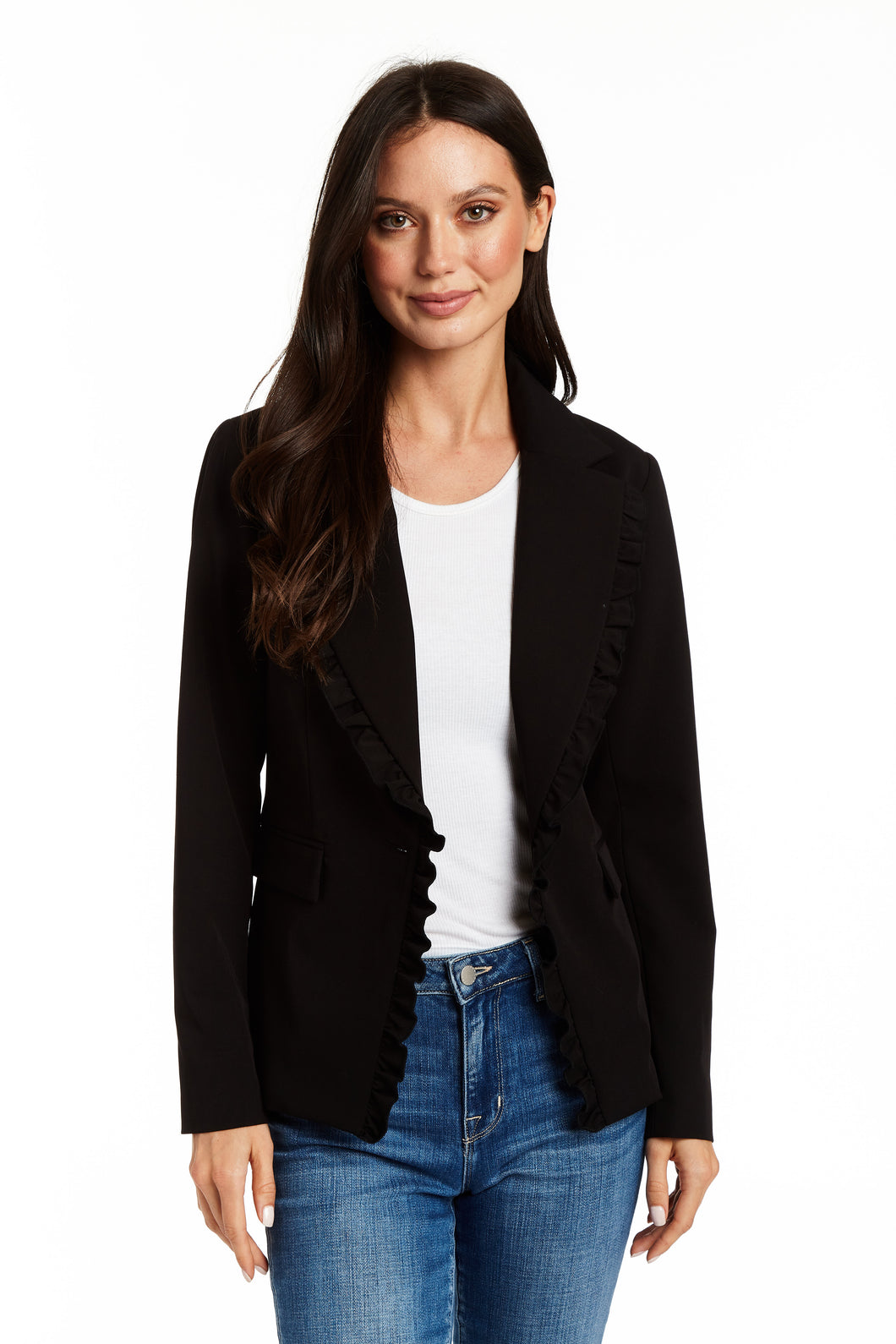 Model wearing Drew - Logan Blazer in Black.